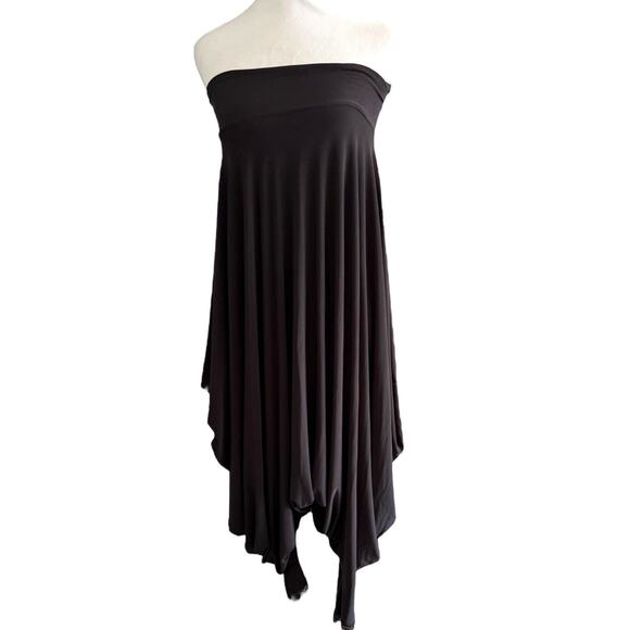 Vintage Michal Negrin Black Flowy Strapless Romper Playsuit Lagenlook Harem XS - Picture 2 of 14